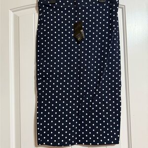 Navy Polka Dot Pencil Skirt